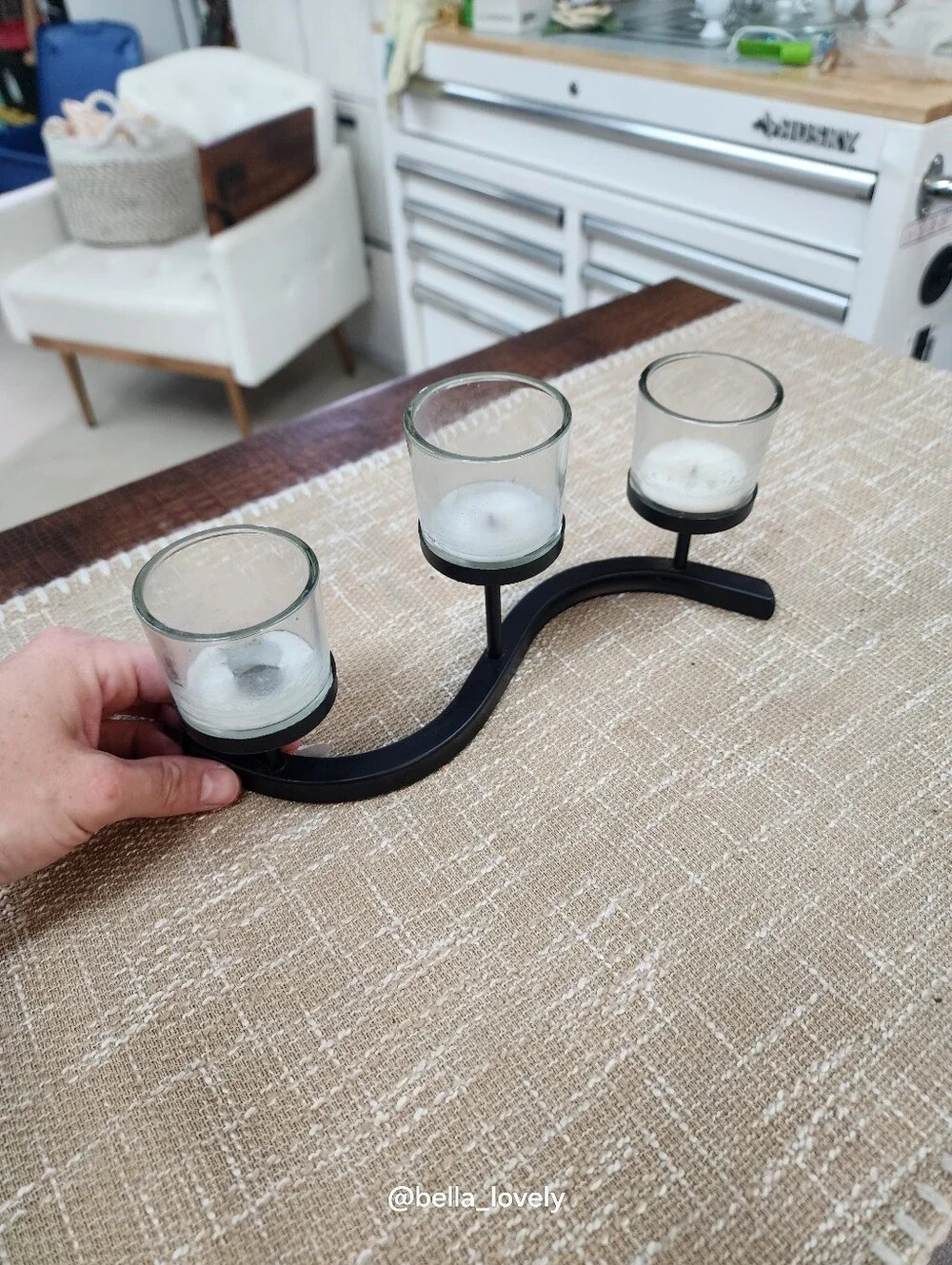 Black Metal Triple Votive Candle Holder